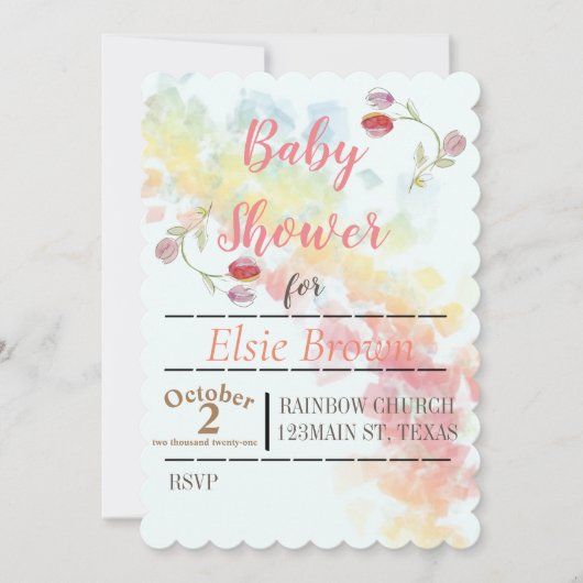 Gradient Rainbow und Tulips Save The Date (Vorderseite)