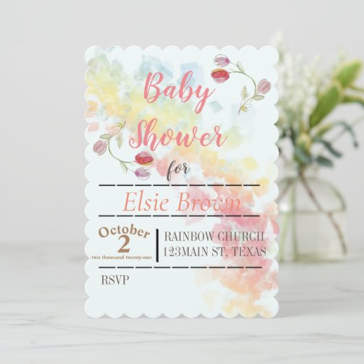 Gradient Rainbow und Tulips Save The Date (Stehend Vorderseite)