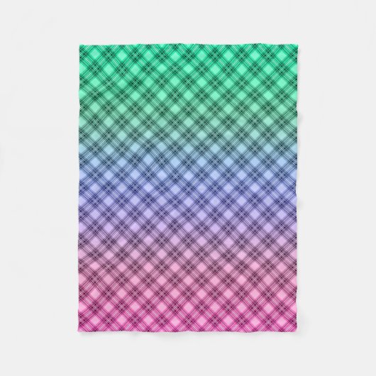 Gradient Raster kariertes Tartan Muster pink Fleecedecke (Vorderseite)