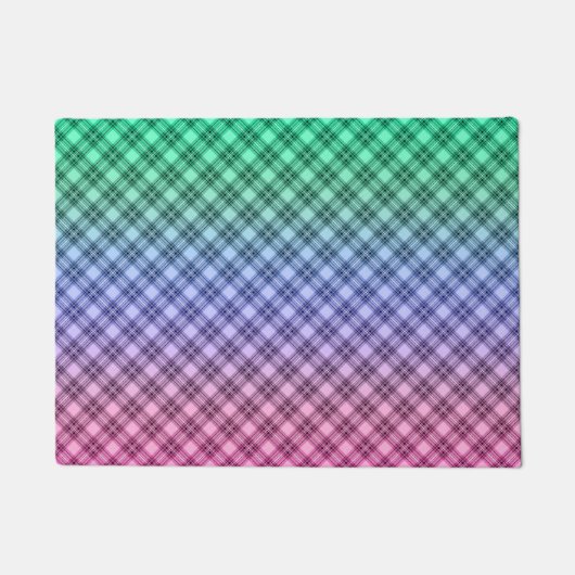 Gradient Raster kariertes Tartan Muster pink Fußmatte (Vorderseite)