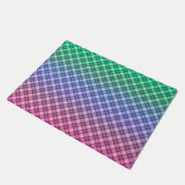 Gradient Raster kariertes Tartan Muster pink Fußmatte (Schrägansicht)