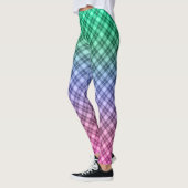 Gradient Raster kariertes Tartan Muster pink Leggings (Links)