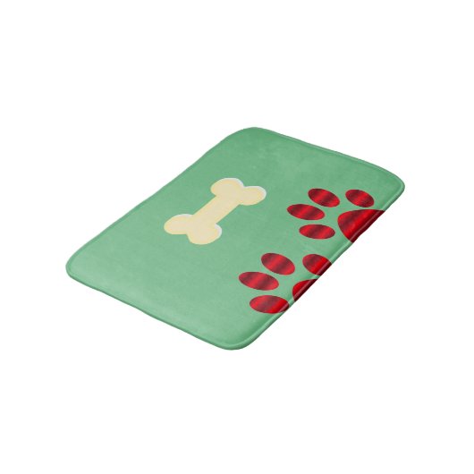Gradient Red Paw/Dog Bone Badematte (Schrägansicht)