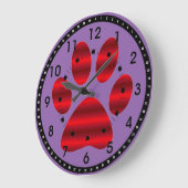 Gradient Red Paw Print Große Wanduhr (Winkel)