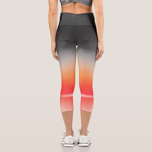 Gradient Red to Gray Ombre Leggings (Rückseite)