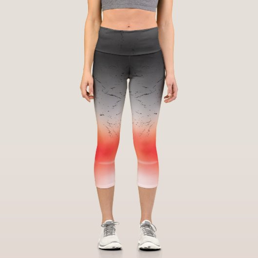 Gradient Red to Gray Ombre Leggings (Vorderseite)