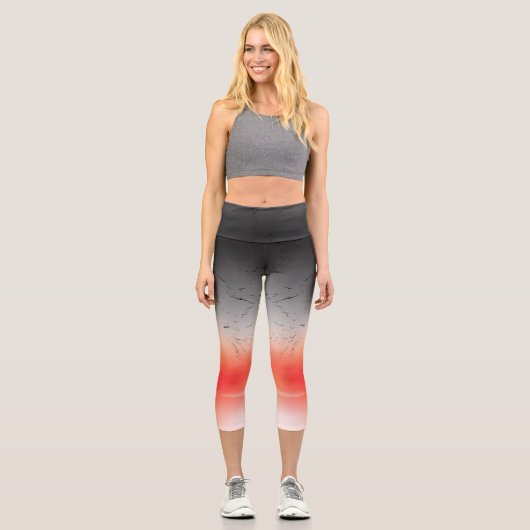 Gradient Red to Gray Ombre Leggings (Vorderseite)