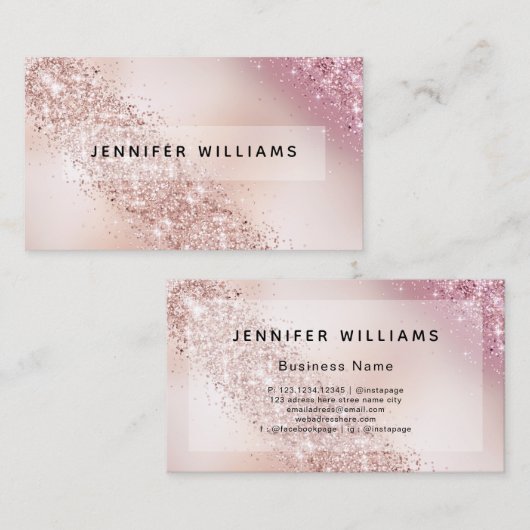 Gradient Rose Gold Glitzer Moderne Kunst, Dichtung Visitenkarte (Vorne/Hinten)