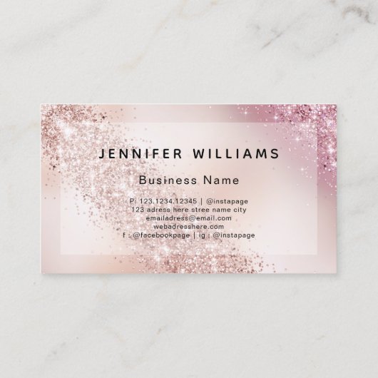 Gradient Rose Gold Glitzer Moderne Kunst, Dichtung Visitenkarte (Rückseite)