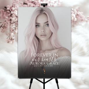 Gradient Rose Gold Memorial Poster mit Cross