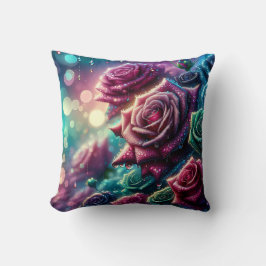 "Gradient Rose with Dewdrops" Kissen