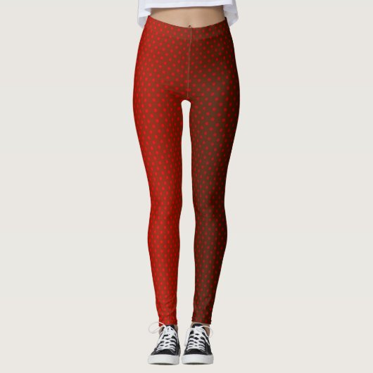 Gradient rote graue Polka Punkte drucken abstrakte Leggings (Vorderseite)