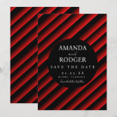 Gradient Rote Schwarze Streifen Save-the-Date  Einladung (Vorne/Hinten)