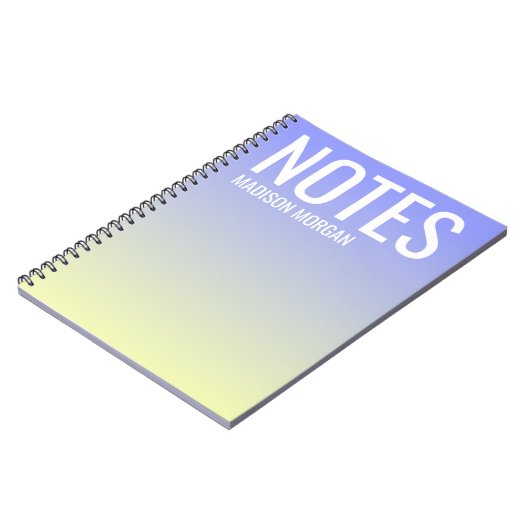 Gradient-Schatten des Purple Yellow Typography Mod Notizblock (Linke Seite)