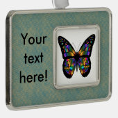 Gradient-Schmetterling-Cartoon Rahmen-Ornament Silber (Rechts)