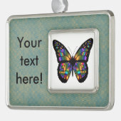 Gradient-Schmetterling-Cartoon Rahmen-Ornament Silber (Links)