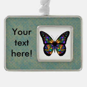Gradient-Schmetterling-Cartoon Rahmen-Ornament Silber