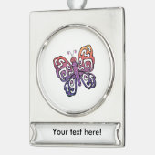 Gradient-Schmetterling-Clipart Banner-Ornament Silber (Links)