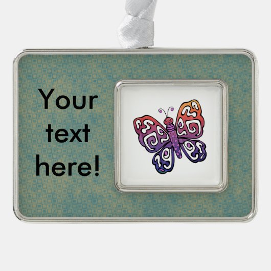 Gradient-Schmetterling-Clipart Rahmen-Ornament Silber (Vorderseite)