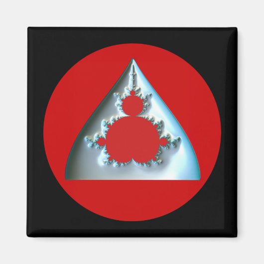 Gradient Silver Mandelbrot im roten Kreis Magnet (Vorne)