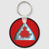 Gradient Silver Mandelbrot im roten Kreis Schlüsselanhänger (Vorderseite)