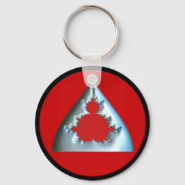 Gradient Silver Mandelbrot im roten Kreis Schlüsselanhänger