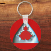 Gradient Silver Mandelbrot im roten Kreis Schlüsselanhänger (Rückseite)