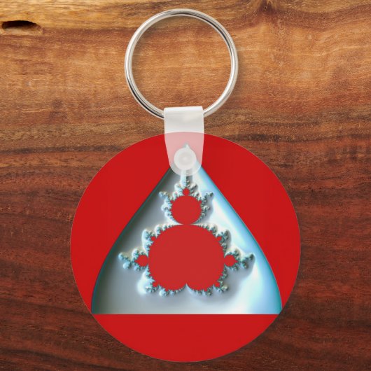 Gradient Silver Mandelbrot im roten Kreis Schlüsselanhänger (Rückseite)