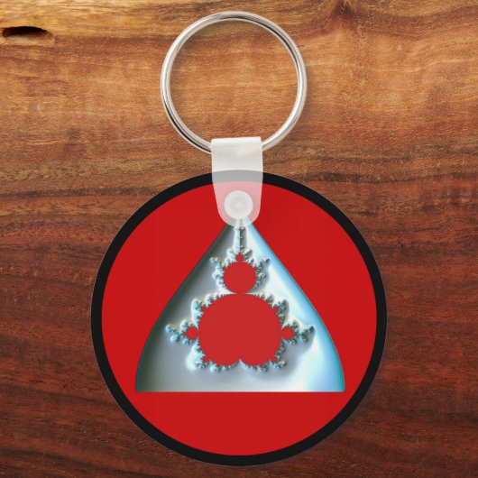 Gradient Silver Mandelbrot im roten Kreis Schlüsselanhänger (Vorderseite)