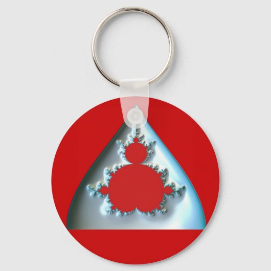 Gradient Silver Mandelbrot im roten Kreis Schlüsselanhänger (Rückseite)