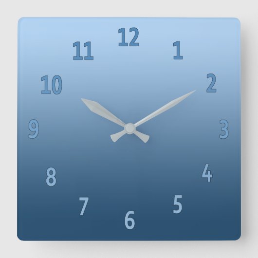 Gradient Simple Colorful Blue Quadratische Wanduhr (Vorderseite)