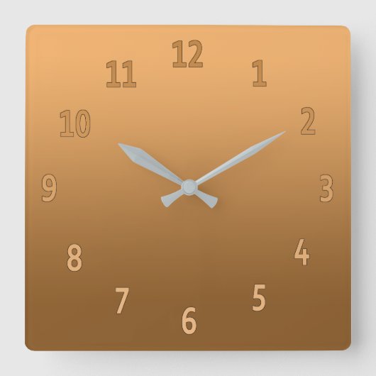 Gradient Simple Colorful Golden Quadratische Wanduhr (Vorderseite)