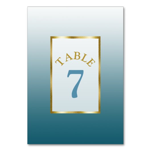 Gradient Slate Blue Wedding Tischnummer Card (Rückseite)