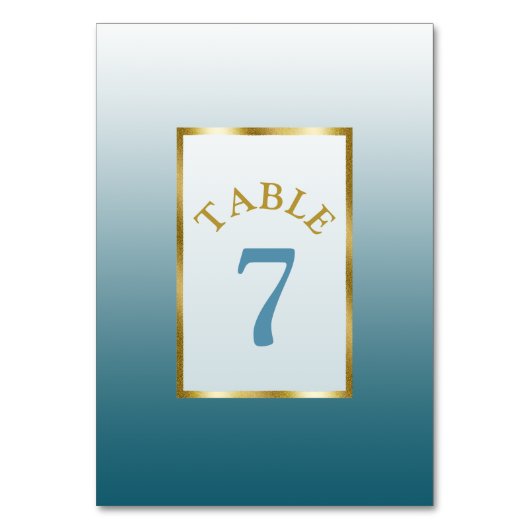 Gradient Slate Blue Wedding Tischnummer Card (Vorderseite)