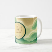 Gradient Smaragd Kelly Grün Glitter Monogramm Kaffeetasse (VorderseiteRechts)