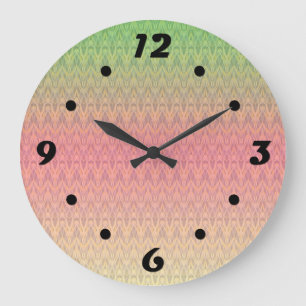 Gradient soft pastel colors ornamental pink green große wanduhr