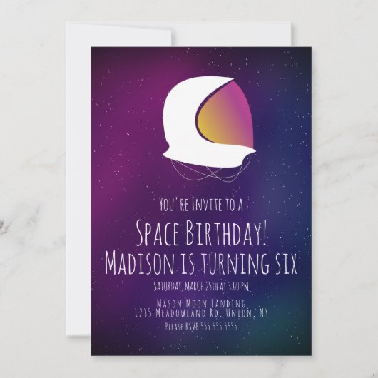 Gradient Space Galaxy Geburtstag Einladung (Vorderseite)