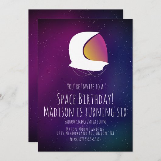 Gradient Space Galaxy Geburtstag Einladung (Vorne/Hinten)