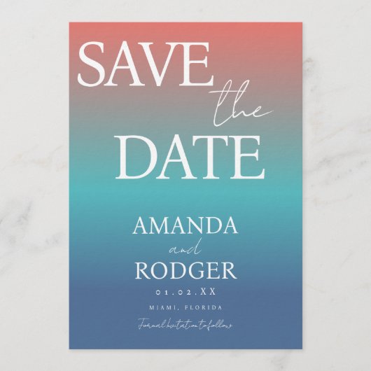Gradient Strandfarben Save the Date Einladung (Vorderseite)