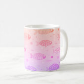 Gradient Sunset Fish Muster Modern Kaffeetasse (VorderseiteRechts)