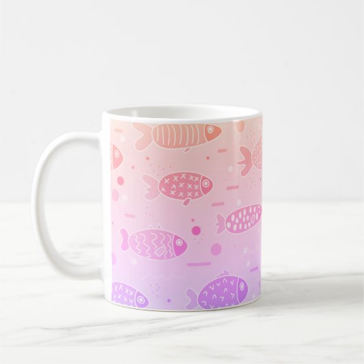Gradient Sunset Fish Muster Modern Kaffeetasse (Links)