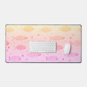 Gradient Sunset Fish Muster Modern Schreibtischunterlage (Tastatur & Maus)