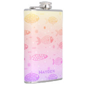 Gradient Sunset Fish Muster Modernes Personalisier Flachmann (Rechts)