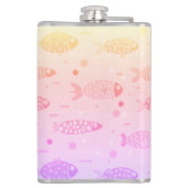 Gradient Sunset Fish Muster Modernes Personalisier Flachmann (Rückseite)