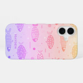 Gradient Sunset Fish Muster Modernes Personalisier iPhone 16 Hülle (Rückseite (Horizontal))