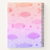 Gradient Sunset Fish Muster Modernes Personalisier Notizblock (Rückseite)