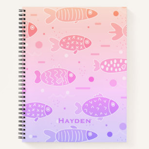 Gradient Sunset Fish Muster Modernes Personalisier Notizblock