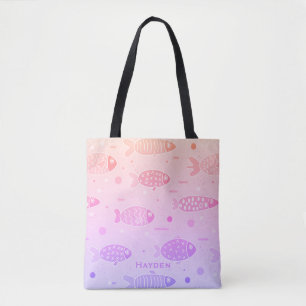 Gradient Sunset Fish Muster Modernes Personalisier Tasche