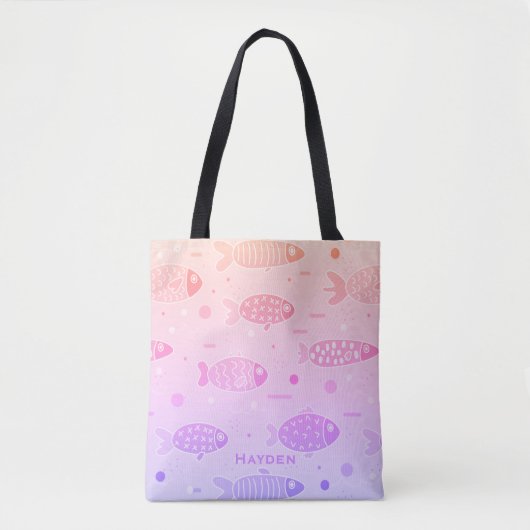 Gradient Sunset Fish Muster Modernes Personalisier Tasche (Vorderseite)