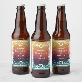 Gradient Sunset Papel Picado Inspiriert Hochzeit Bierflaschenetikett